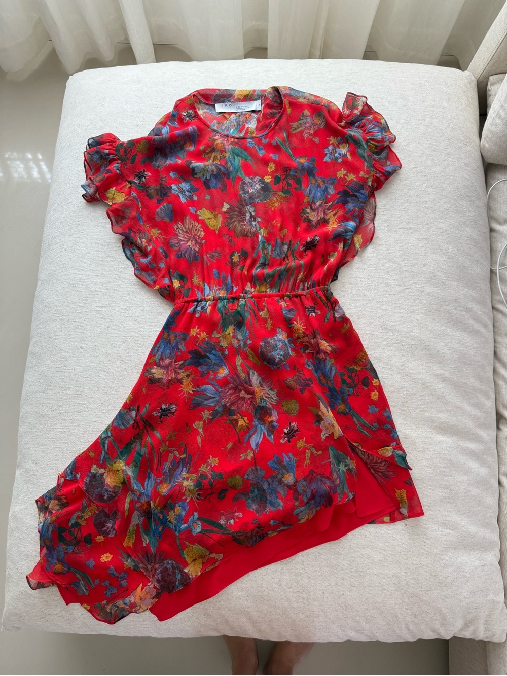 Iro 100% silk red floral dress